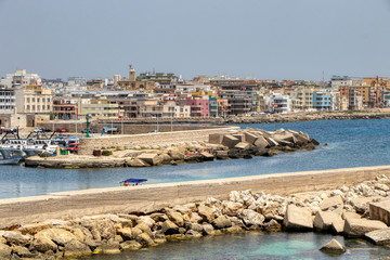 Overview of the Ionian Sea seen from Gallipoli, Puglia, Italy