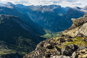 View towards the Geiranger valley, from the Dalsnibba plateau