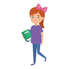 happy student girl with books character