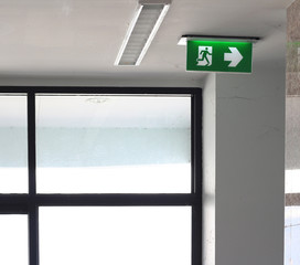Fire escape sign in public building
