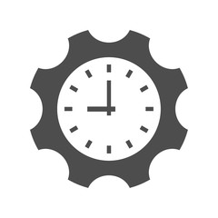 gear wheel clock vector icon isolated on white background. gear wheel with time dial flat icon for web, mobile and user interface design
