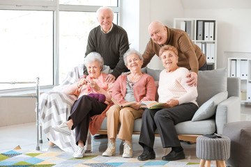 Group of senior people spending time together in nursing home