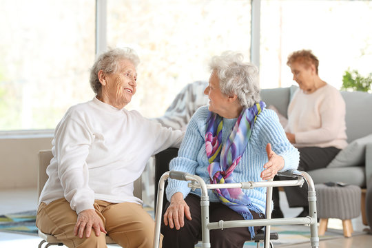 Happy Senior Women In Nursing Home