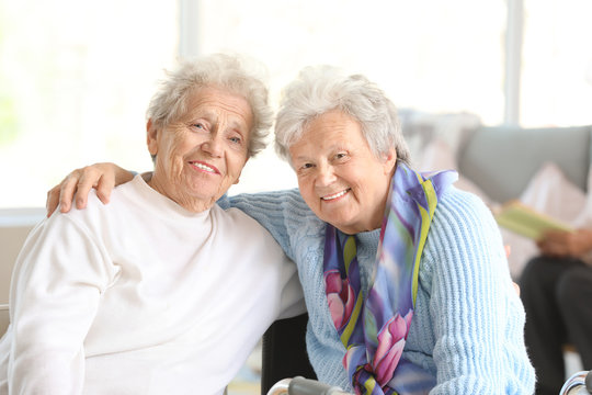 Happy senior women in nursing home