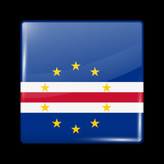 Flag of Cape Verde. Glossy Icon Square Shape. Vector