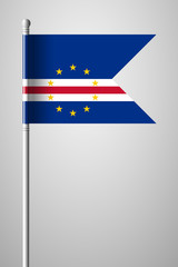 Flag of Cape Verde. National Flag on Flagpole. Isolated Illustration on Gray