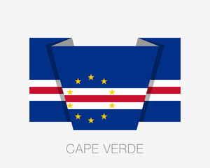 Flag of Cape Verde. Flat Icon Waving Flag with Country Name on White