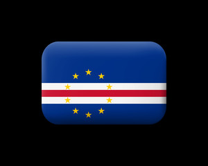 Flag of Cape Verde. Matted Vector Icon and Button. Rectangular Shape with Rounded Corners