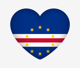 Heart Shaped National Flag of Cape Verde. I Love My Country. Vector Illustration