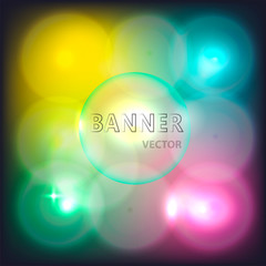 Glowing neon banner for design. Vector Background
