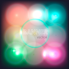 Glowing neon banner for design. Vector Background