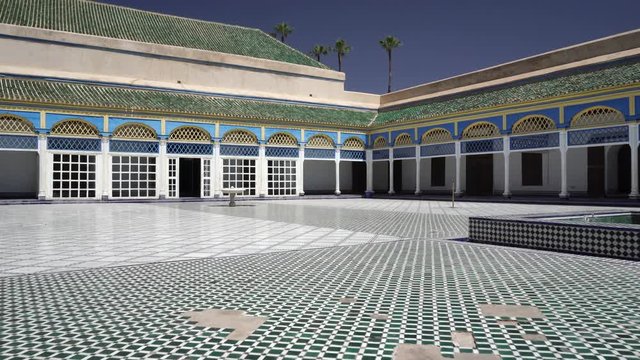 View of a patio in La Bahia Palace, Marrakech