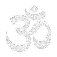Om Vector Symbol with natural motives. White background.