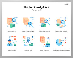 Data analytics icons flat pack
