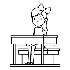 happy student girl seated in school desk