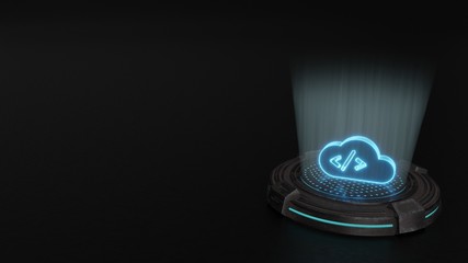 3d hologram symbol of cloud computing with tag icon render