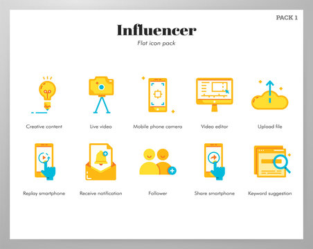 Influencer icons flat pack