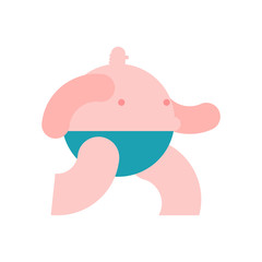 Fat runs isolated. Fat man running Vector