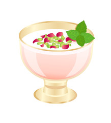 Mahalabia. Arabic milk pudding. Vector flat illustration