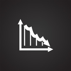 Down chart icon on background for graphic and web design. Simple illustration. Internet concept symbol for website button or mobile app.