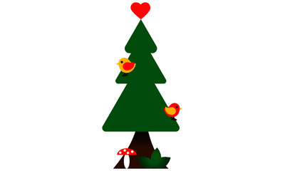 Cute cartoon birds on tree clipart