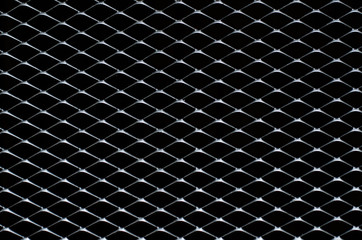 Dark gray and silver grid of metal fence that taking as background.