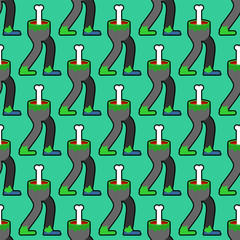 Zombie legs pattern seamless. Green feet of dead man background. Vector texture