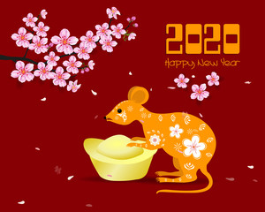Happy New Year 2020, merry christmas. Happy Chinese New Year 2020 year of the rat