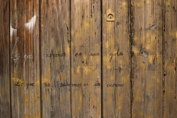 A quotation written on the wall in portuguese