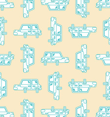 Cartoon car pattern seamless. machine Childrens style background