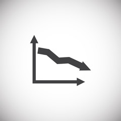 Down chart icon on background for graphic and web design. Simple illustration. Internet concept symbol for website button or mobile app.