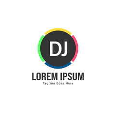 DJ Letter Logo Design. Creative Modern DJ Letters Icon Illustration
