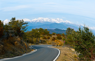Winding asphalt road