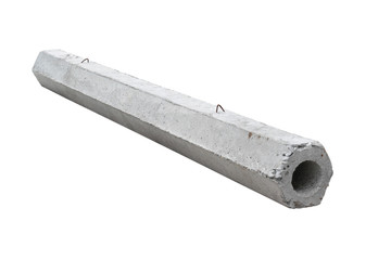 Concrete pile hexagon foundation pole (with clipping path) isolated on white background