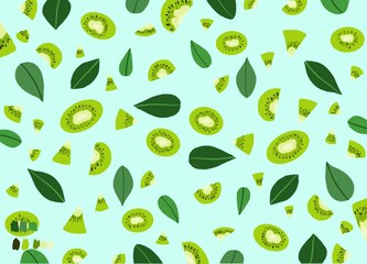Background with kiwi and leaves