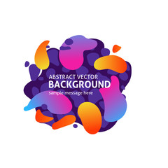 Orange and pink abstract graphic elements on dark blue pattern. Dynamical colored forms. Gradient banners with flowing liquid shapes. Template for logo, flyer or presentation. Vector illustration