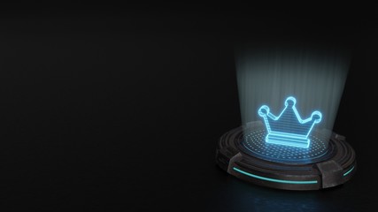 3d hologram symbol of crown icon render