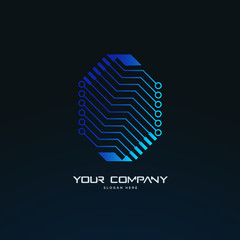 futuristic abstract tech circuit board logo template