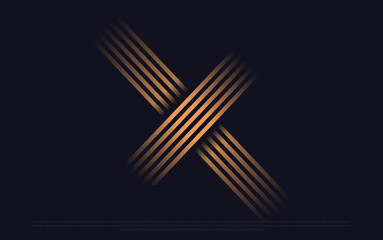 Black premium background with luxury dark X letters and golden lines. Rich background for poster premium design. - Vector