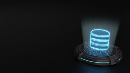 3d hologram symbol of database 1 icon render