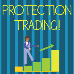 Writing note showing Protection Trading. Business photo