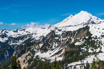 Fototapeta na wymiar Mid-June Landscape of Mount Baker taken from Artist Point-2