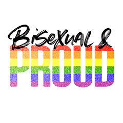 Bisexual and proud banner. Gay LGBTQ rainbow flag banner