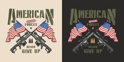 Vintage military patriotic colorful label