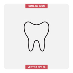 Vector design of outline icon, Tooth thin lines stroke symbol for web or mobile element.