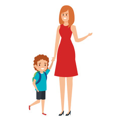 happy student boy with female teacher