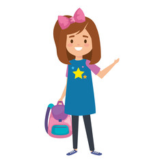 happy student girl with school bag