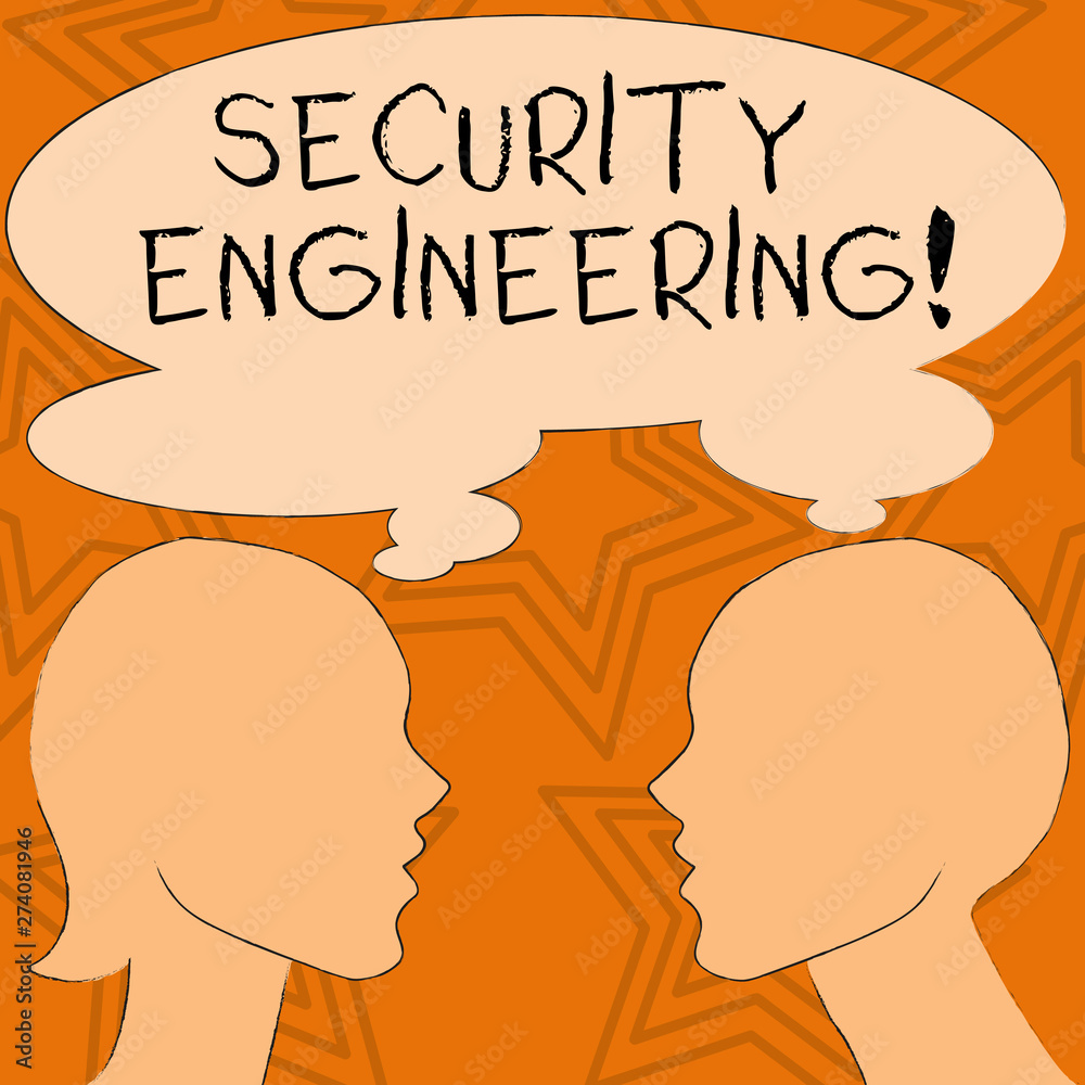 Poster writing note showing security engineering. business concept for focus on the security aspects in the