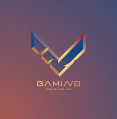 Initial letter V gaming esports style logo template © Anjar G