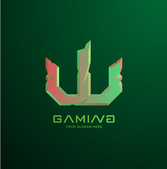 Initial letter W gaming esports style logo template © Anjar G